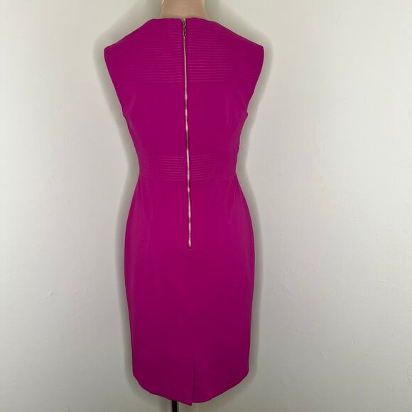 Tahari ASL Star Neck Sheath Dress 4 Womens Wild Berry Knee Length Work Career - Picture 4 of 11